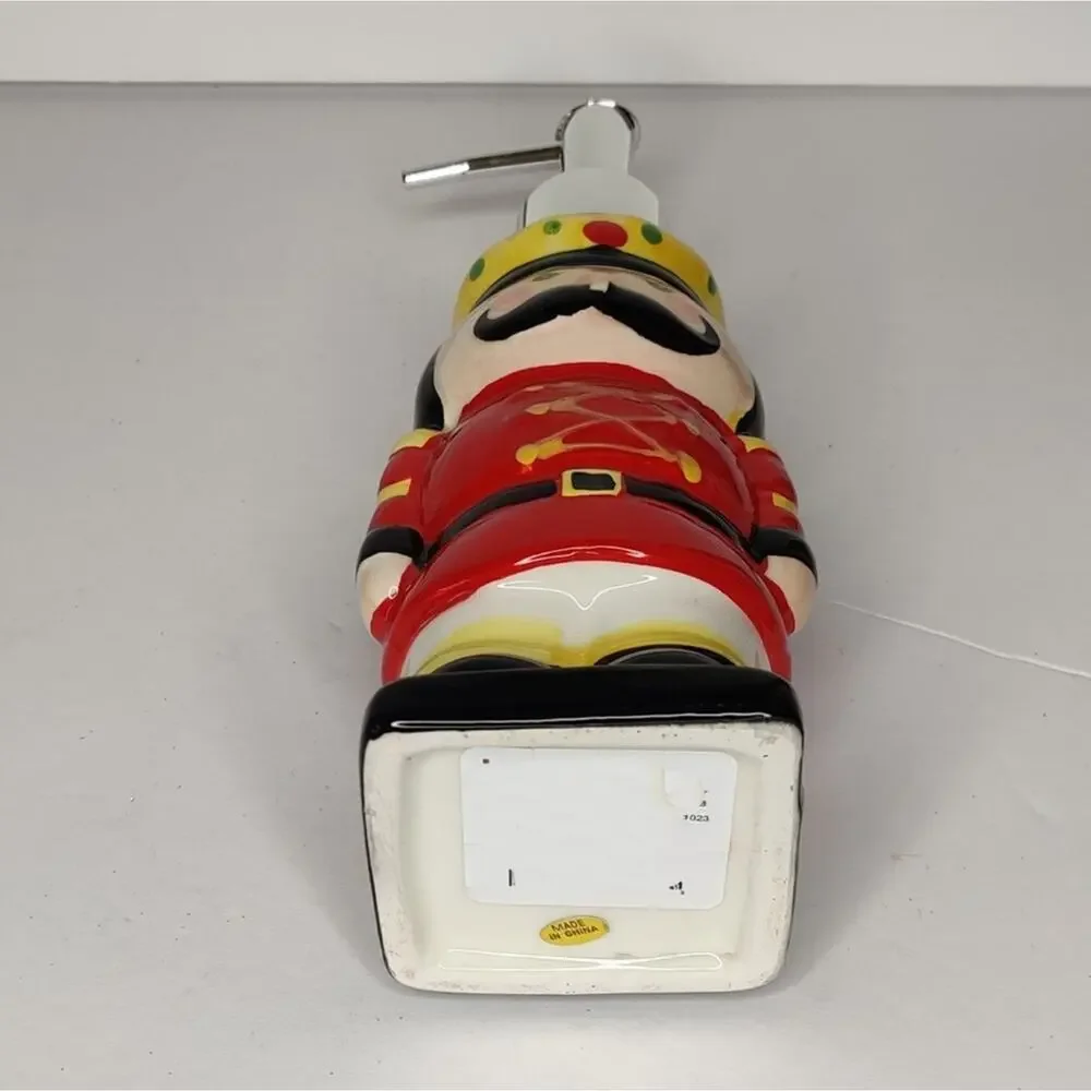 Traditional Christmas Ceramic Nutcracker Soldier Soap Pump‎ Dispenser or Lotion